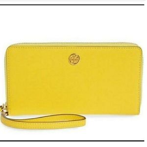 Tory Burch Robinson Zip Continental Wallet Yellow
